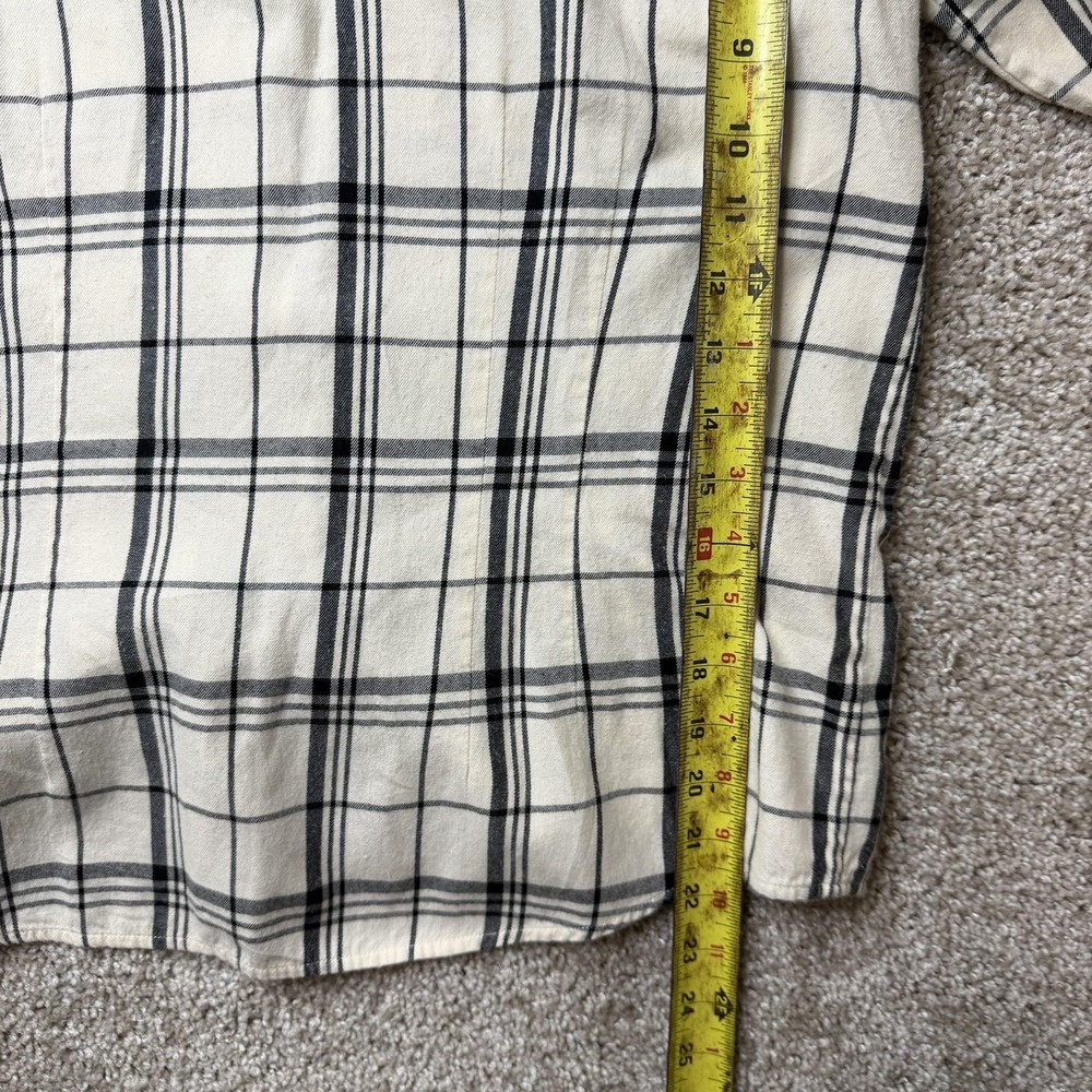 Lauren Ralph Lauren Shirt Womens Petite Large White Plaid Ruffle Flannel Top - Picture 6 of 8